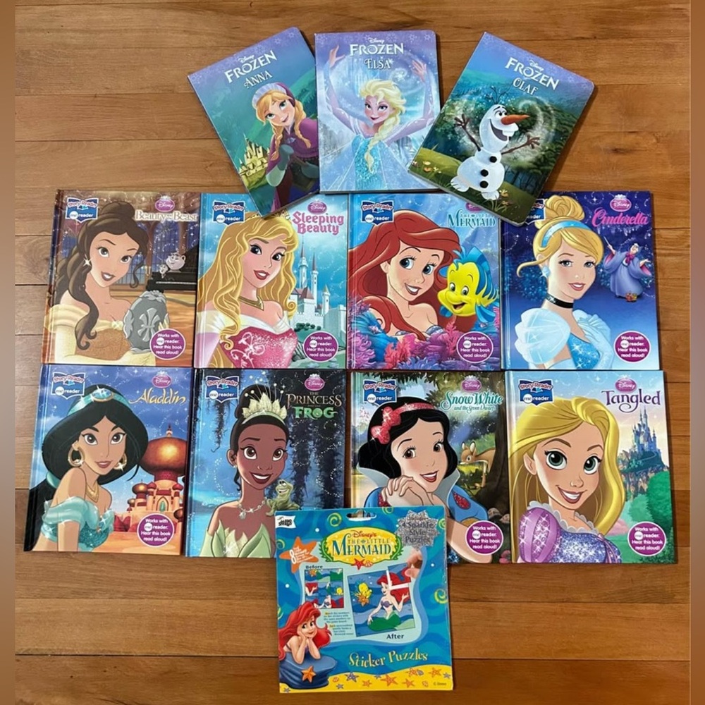 Disney Princess Books-8 piece set + 3 Frozen short story books+ 1 Sticker Puzzle